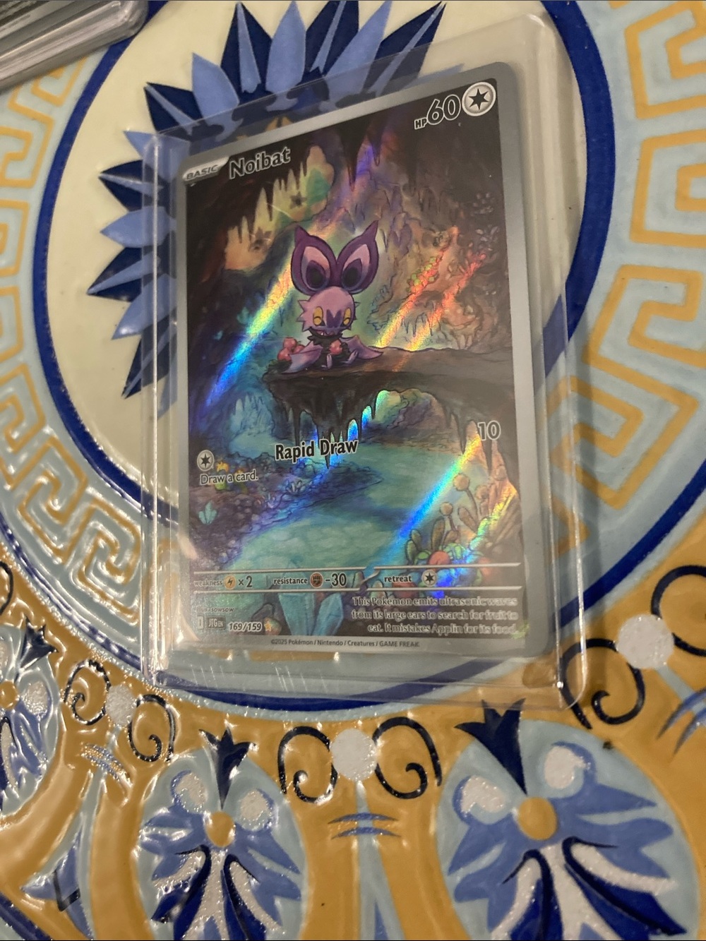 Pokemon Noibat Holographic Card - Purple, Blue, Silver